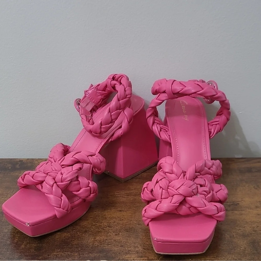 Circus NY by Sam Edelman MABLE Chunky Bright Pink Platform Sandals size 10